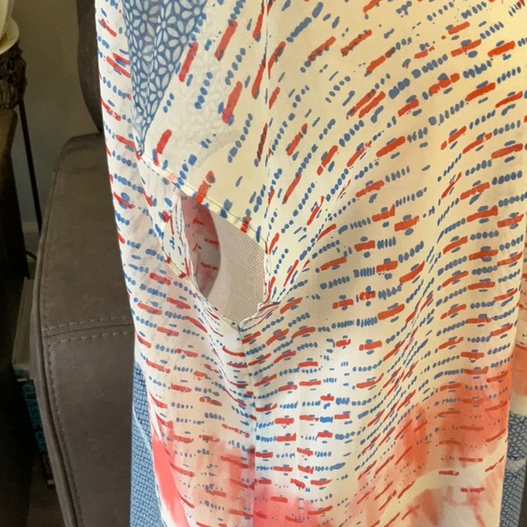 CAbi Size Medium Style #5118 Sheer Red White & Blue Fireworks Yacht Top Blouse - Picture 4 of 6